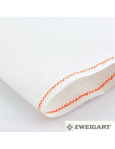 Toile à broder Belfast, lin, coupon 48x53cm, 12,6 fils/cm, blanc cassé