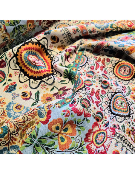 Tissu, Jacquard Ethnique, Multicolore, Laize 140 cm, Coton Polyester 345g/m²