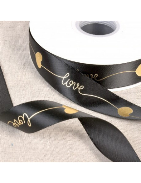 Ruban thème Love, 25mm, noir