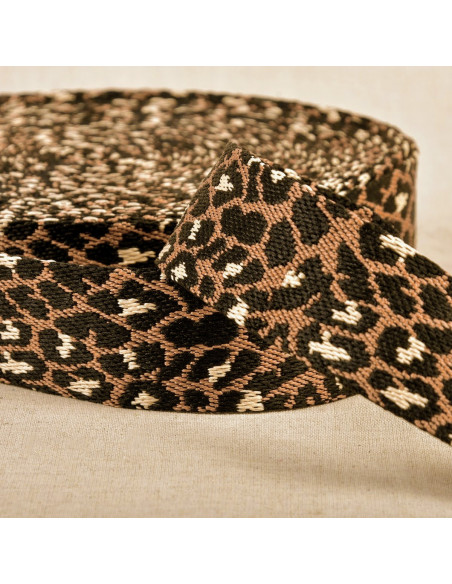 Sangle léopard, 38mm, marron