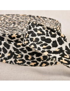 Sangle léopard, 38mm, blanc/noir