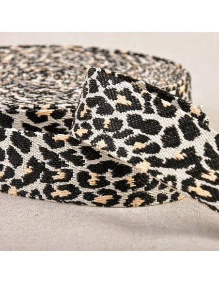 Sangle léopard, 38mm, blanc/noir