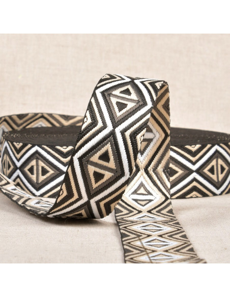 Sangle losanges, 38mm, noir