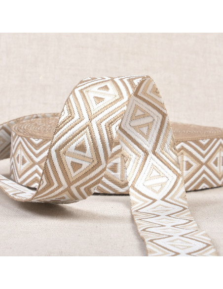 Sangle losanges, 38mm, beige