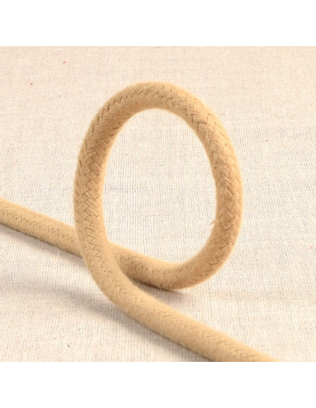 Cordon coton tressé, 6mm, beige