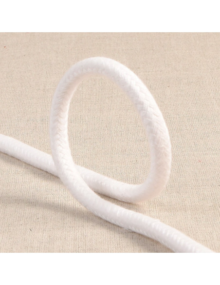 Cordon coton tressé, 6mm, blanc