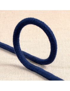 Cordon coton tressé, 6mm, bleu marine