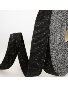 Sangle lurex, 30mm, noir lurex argenté