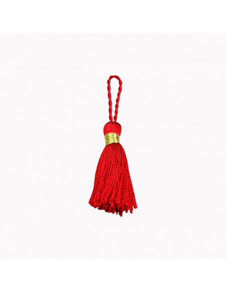 Pompon brillant flochette, 4cm, rouge
