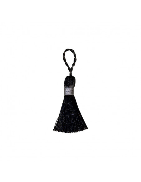 Pompon brillant flochette, 4cm, noir