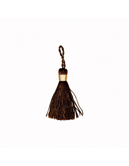 Pompon brillant flochette, 4cm, marron