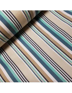 Tissu, Toile d'Extérieur Rayures Marines, Turquoise, Laize 150 cm, 100% Polypropylène 271g/m²