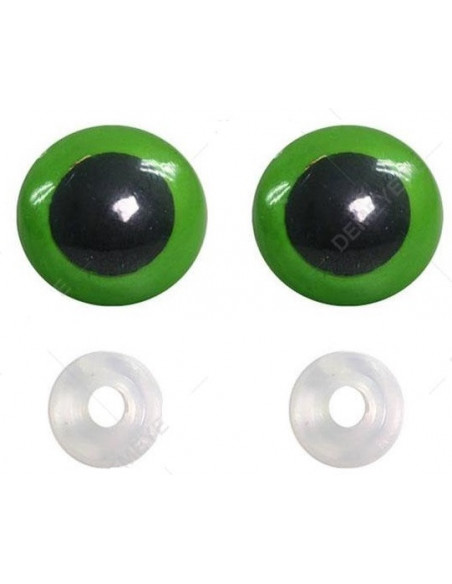 Yeux sécurisés à clipser, 10 paires, 12mm, vert