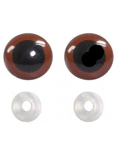 Yeux sécurisés à clipser, 10 paires, 12mm, marron