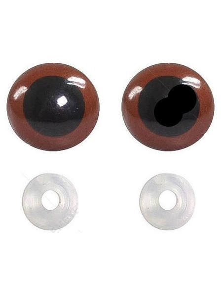 Yeux sécurisés à clipser, 10 paires, 12mm, marron
