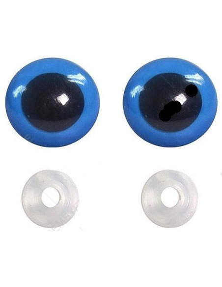Yeux sécurisés à clipser, 10 paires, 12mm, bleu