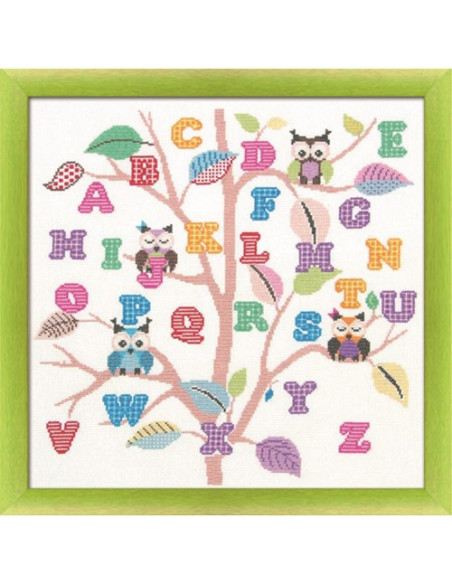 Kit canevas Abécédaire, l'arbre aux chouettes