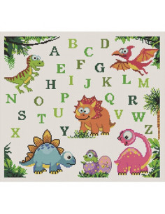 Kit canevas Abécédaire, dinosaures