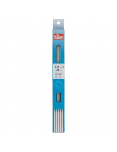 Aiguilles à tricoter à 2 pointes, 20cm, Ø2,5mm, gris perle