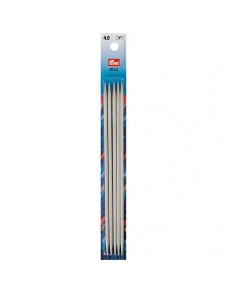 Aiguilles à tricoter à 2 pointes, 20cm, Ø4mm, gris perle