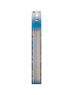 Aiguilles à tricoter à 2 pointes, 20cm, Ø5mm, gris perle