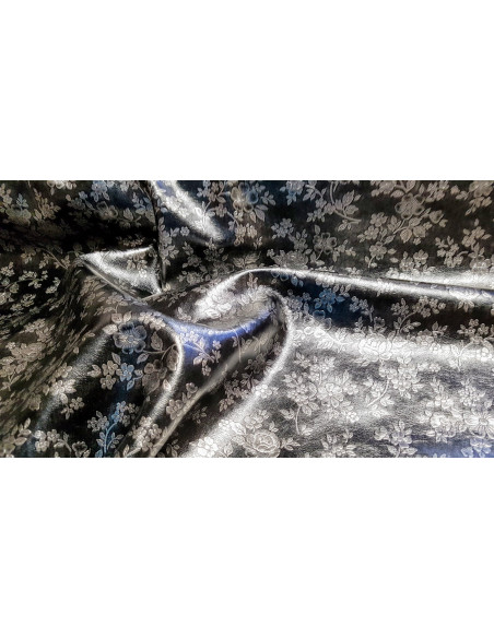 Simili cuir fleurs argentées