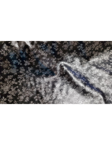 Simili cuir fleurs argentées