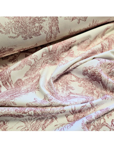 Tissu, Demi-Natté Toile de Jouy, Rouge Carmin, Laize 280 cm, Coton d'Ameublement 220g/m² 2