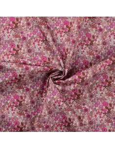 Tissu, Popeline de Coton Fleurie Digitale, Roses, Laize 150 cm, 100% Coton 75g/m² 2