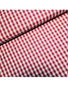 Tissu, Vichy Carreaux Moyens, Rouge et Blanc, Laize 144 cm, 100% Coton 110g/m²