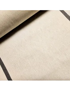 Tissu, Toile Rayée, Noir, Laize 61 cm, Coton et Lin 200g/m²