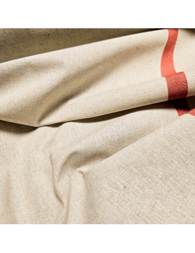 Tissu, Toile à Torchon Rayée, Rouge, Laize 61 cm, Coton et Lin 200g/m²