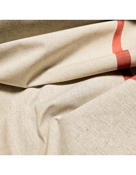 Tissu, Toile à Torchon Rayée, Rouge, Laize 61 cm, Coton et Lin 200g/m²