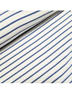 Tissu, Jersey Éponge Rayures, Bleu, Laize 155 cm, Coton Polyester Doux
