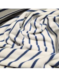Tissu, Jersey Éponge Rayures, Bleu, Laize 155 cm, Coton Polyester Doux 2