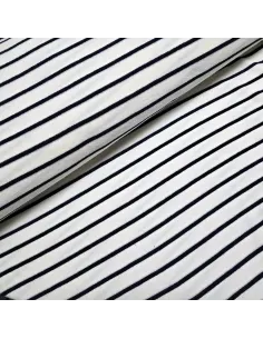 Tissu, Jersey Éponge Rayures, Noir Classique, Laize 155 cm, Coton Polyester Doux Absorbant