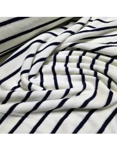 Tissu, Jersey Éponge Rayures, Noir Classique, Laize 155 cm, Coton Polyester Doux Absorbant 2