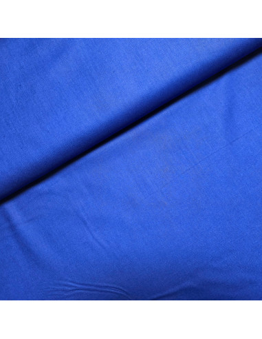 Tissu, Popeline de Coton Unie, Bleu Roi, Laize 150 cm, 100% Coton 195g/m²
