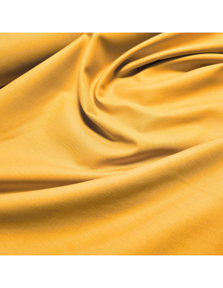 Tissu, Popeline de Coton Unie, Jaune Moutarde, Laize 150 cm, 100% Coton 195g/m²