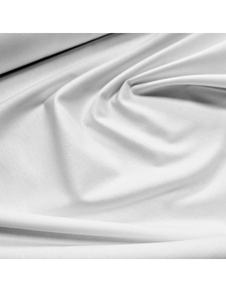Tissu, Popeline de Coton Unie, Blanc, Laize 150 cm, 100% Coton 125g/m²