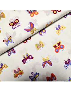 Popeline de coton, papillons lurex