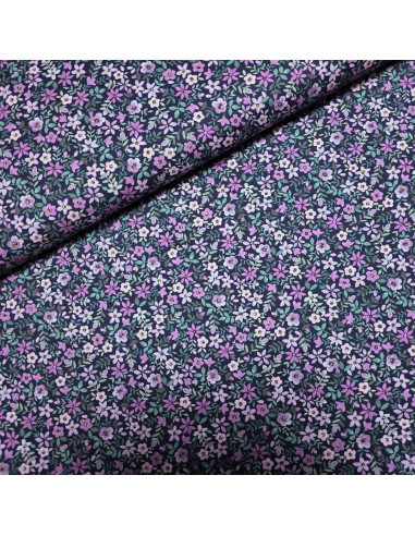 Tissu, Popeline de Coton Fleurie, Multicolore, Laize 150 cm, 100% Coton 163g/m²