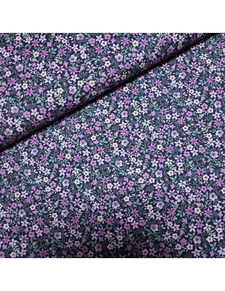 Tissu, Popeline de Coton Fleurie, Multicolore, Laize 150 cm, 100% Coton 163g/m²