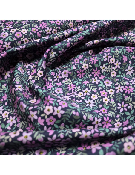 Tissu, Popeline de Coton Fleurie, Multicolore, Laize 150 cm, 100% Coton 163g/m²