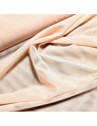 Tissu, Maille Fine Stretch Tulle Élastique, Nude Beige, Laize 145 cm, Doublure Polyamide Spandex