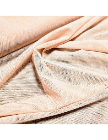 Tissu, Maille Fine Stretch Tulle Élastique, Nude Beige, Laize 145 cm, Doublure Polyamide Spandex