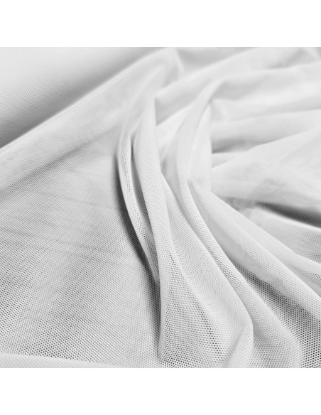 Tissu, Maille Fine Stretch Tulle Élastique, Blanc Pur, Laize 145 cm, Polyamide Spandex 116g/ml