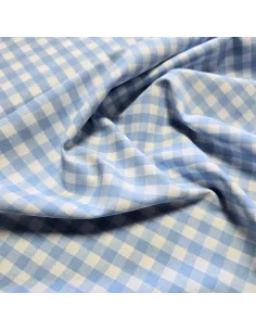 Tissu, Vichy Carreaux Moyens, Bleu Clair et Blanc, Laize 144 cm, 100% Coton 110g/m² 2