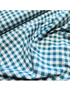 Tissu, Vichy Carreaux Moyens, Vert Canard et Blanc, Laize 144 cm, 100% Coton 110g/m² 2