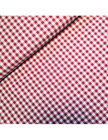 Tissu, Vichy Carreaux Moyens (10x10mm), Rouge et Blanc, Laize 144 cm, 100% Coton 110g/m²